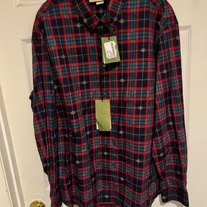 Gucci Red and Green Plaid Dress Shirt
